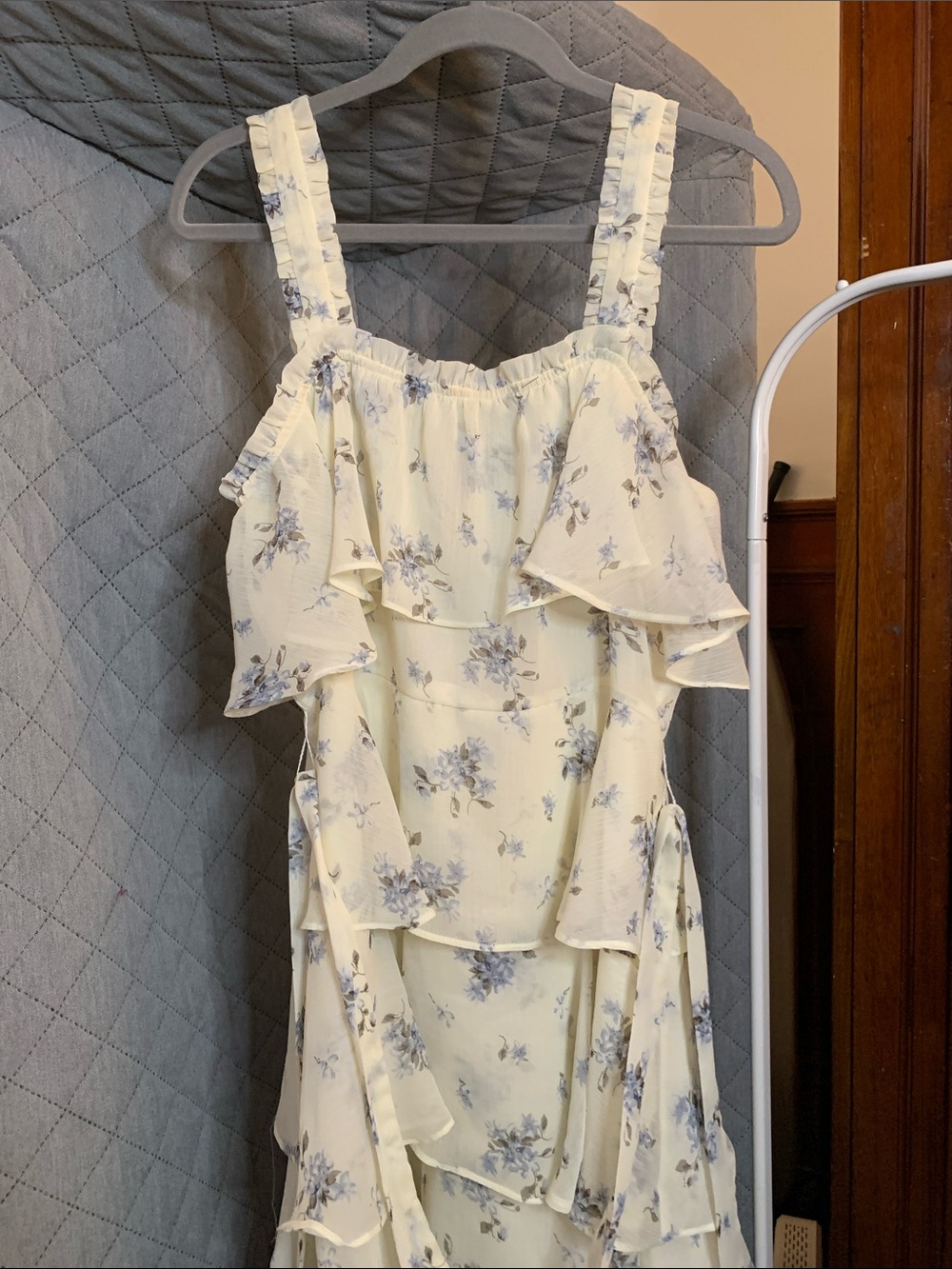 Storia Light Yellow Floral Ruffled Maxi Dress